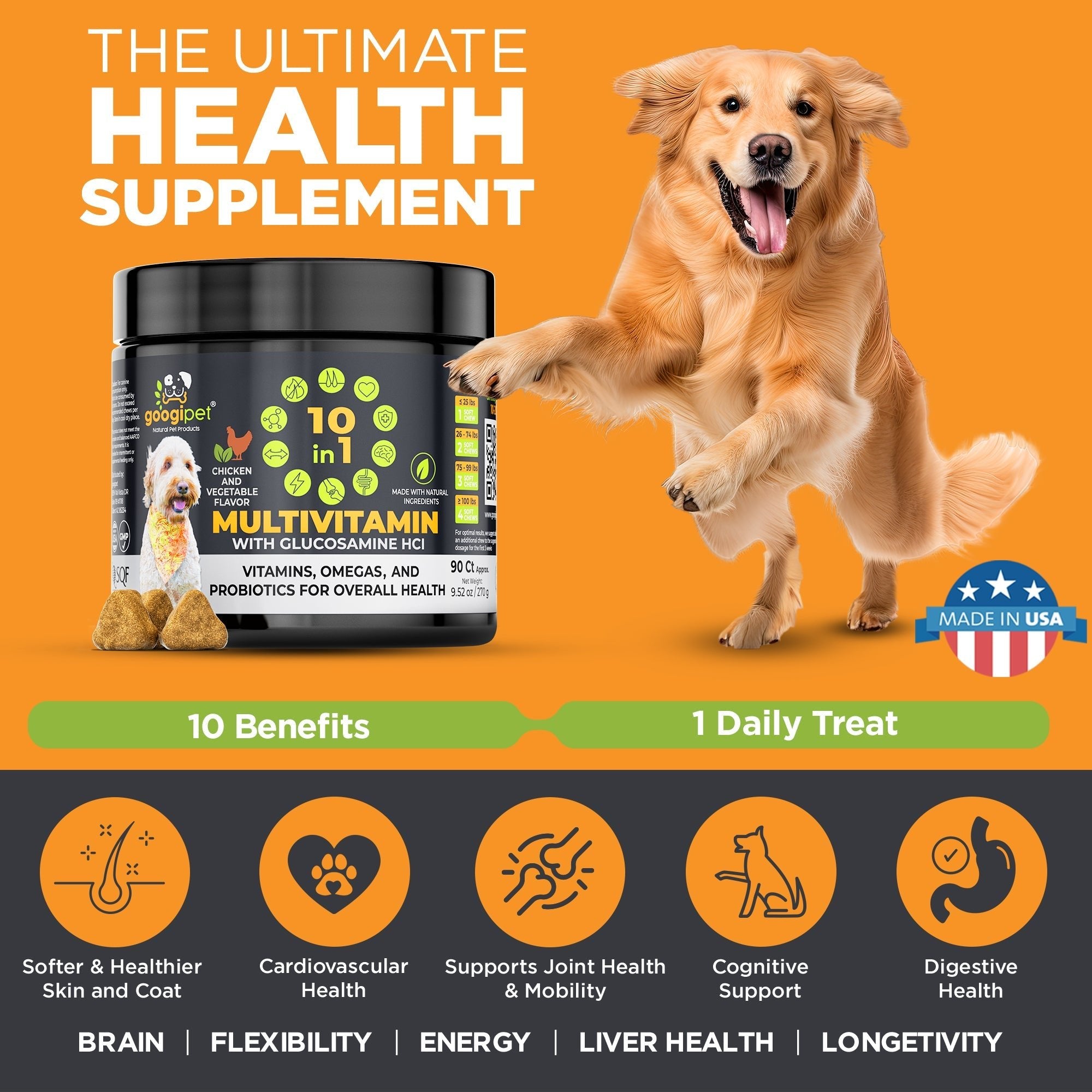 10 in 1 Multivitamin Chews for Dogs (Chicken Flavor) Dog Supplies - Lazy Paper Club