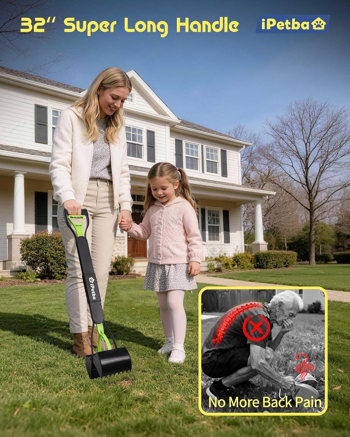 32 Inch Long Handle Pooper Scooper for Large Dogs Heavy Duty Foldable - Lazy Paper Club