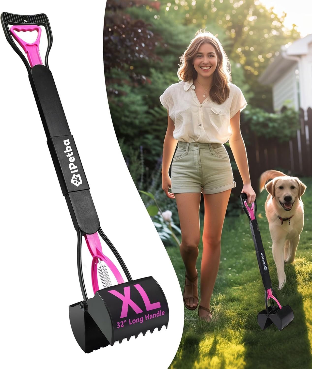 32 Inch Long Handle Pooper Scooper for Large Dogs Heavy Duty Foldable - Lazy Paper Club