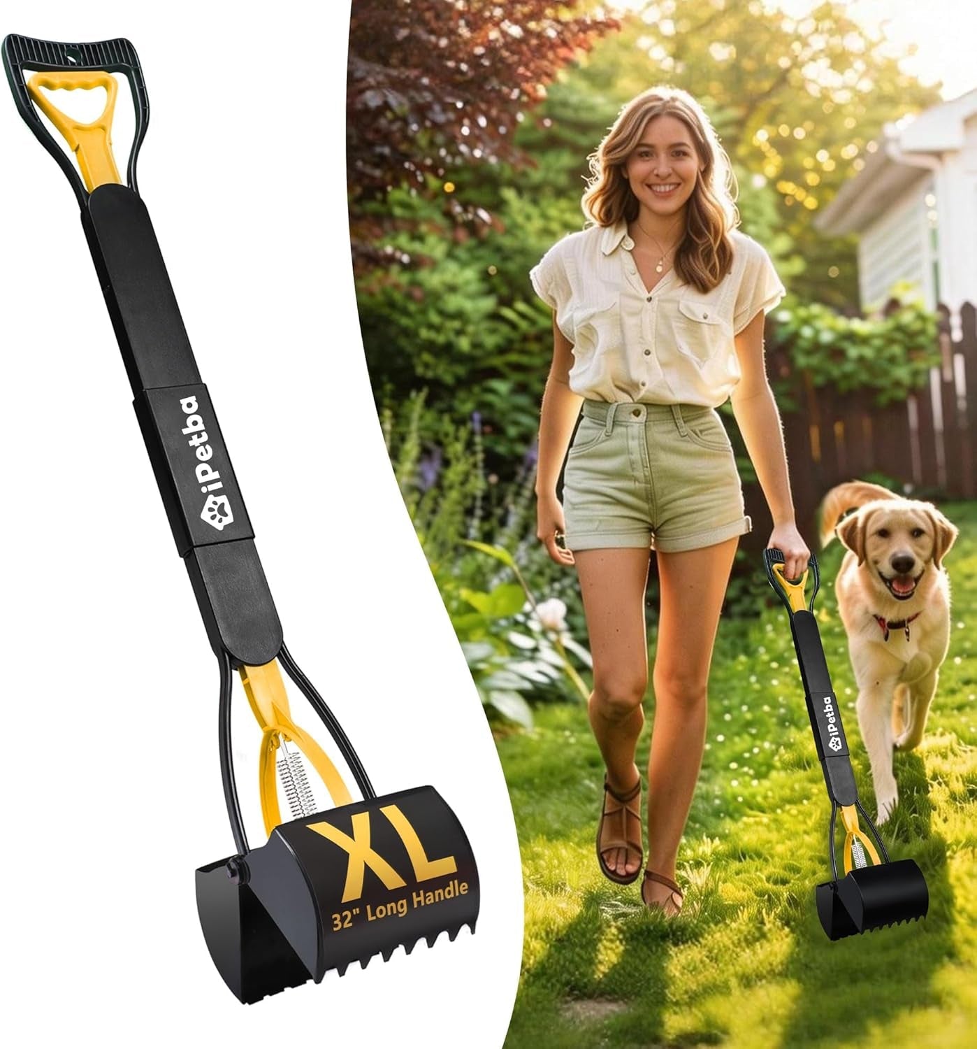 32 Inch Long Handle Pooper Scooper for Large Dogs Heavy Duty Foldable - Lazy Paper Club