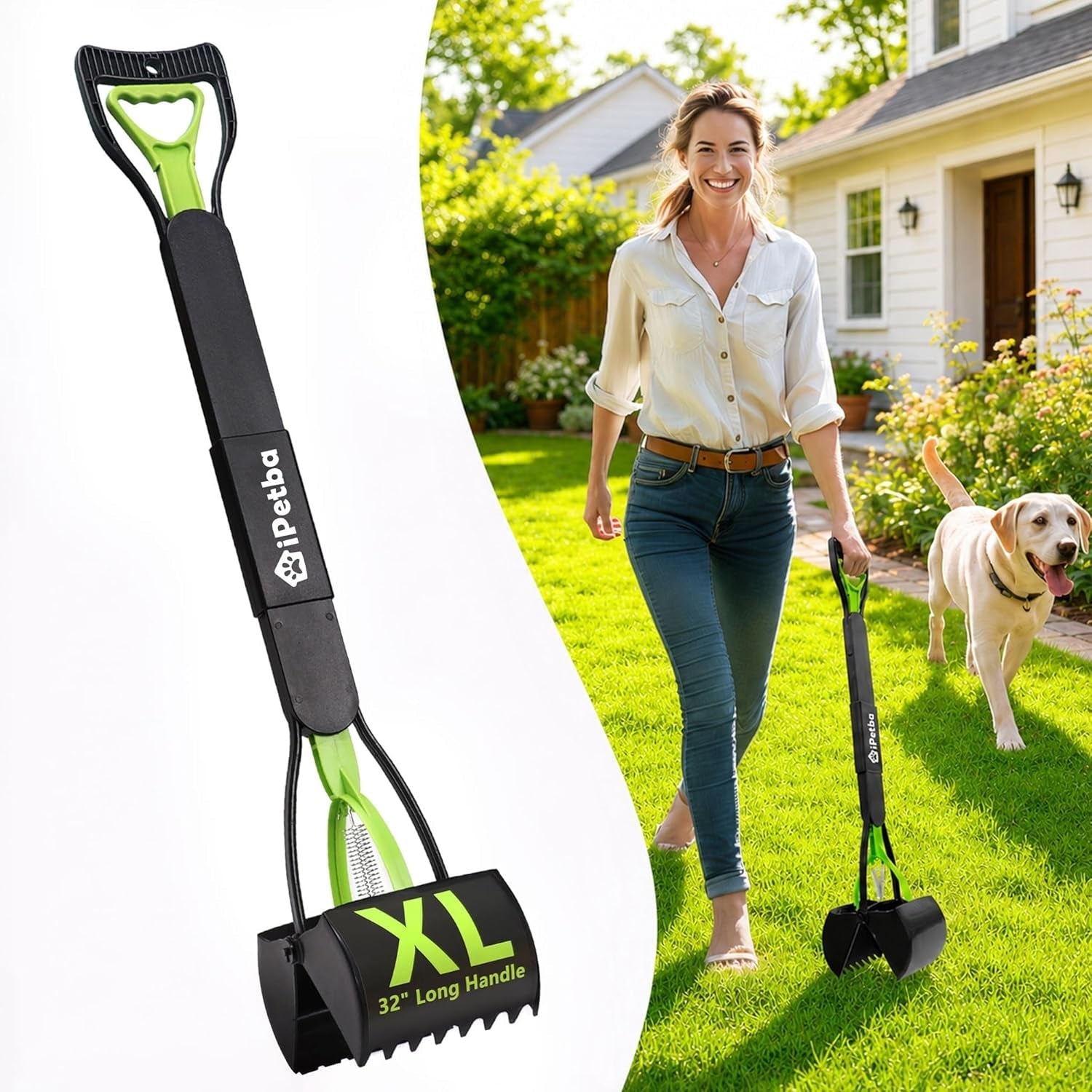 32 Inch Long Handle Pooper Scooper for Large Dogs Heavy Duty Foldable - Lazy Paper Club