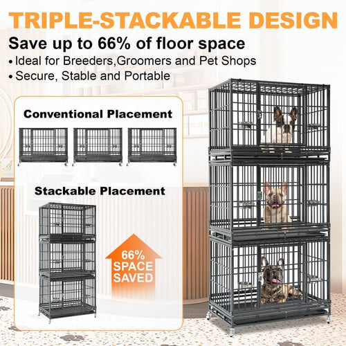 37" Stackable Heavy Duty Dog Crate 371D07 - Lazy Paper Club