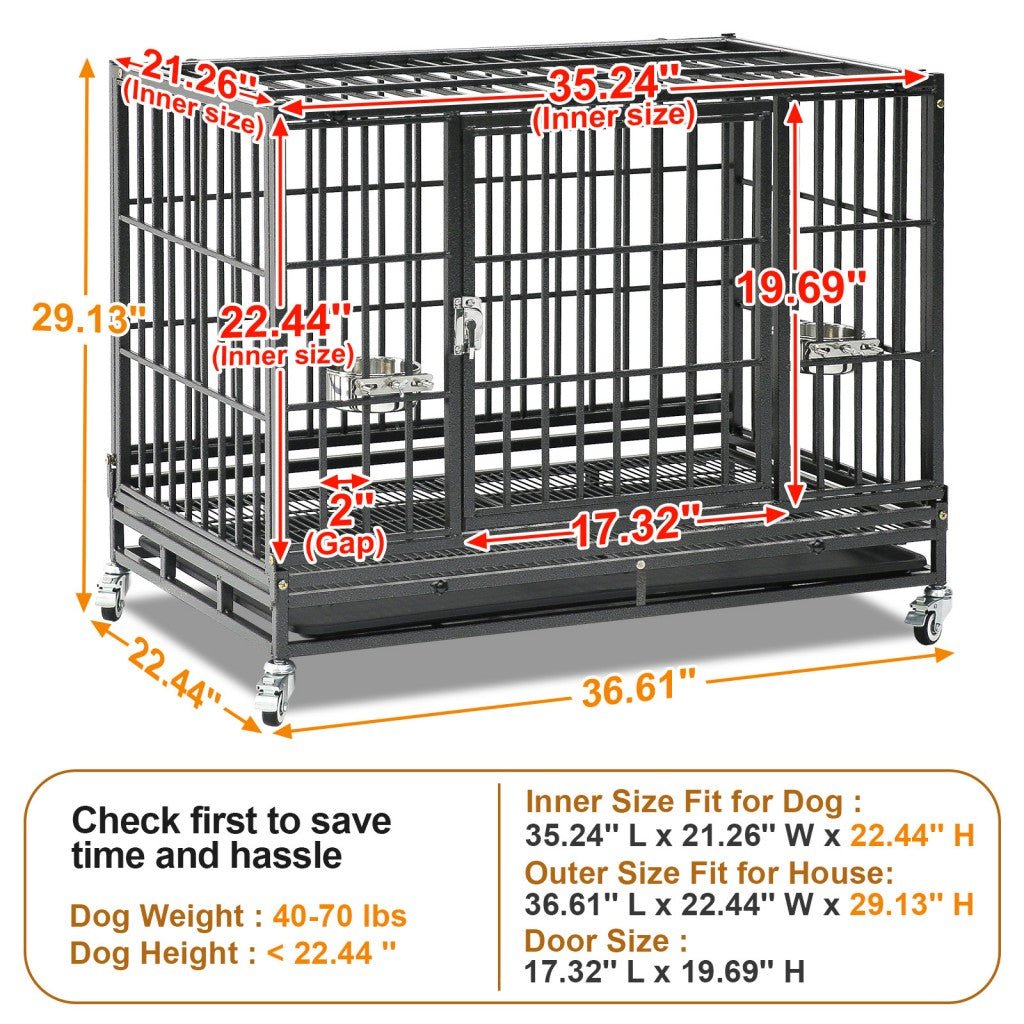 37" Stackable Heavy Duty Dog Crate 371D07 - Lazy Paper Club