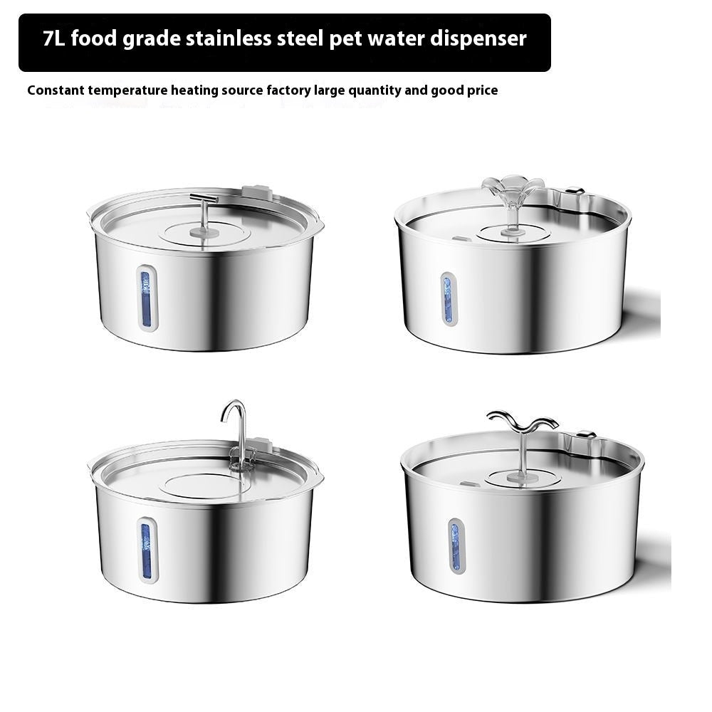 7L Stainless Steel Pet Water Dispenser Automatic Heating Dogs And Cats Water Feeder 0 - Lazy Paper Club
