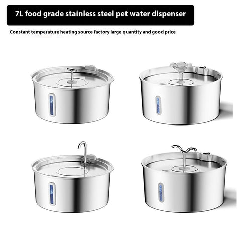 7L Stainless Steel Pet Water Dispenser Automatic Heating Dogs And Cats Water Feeder 0 - Lazy Paper Club