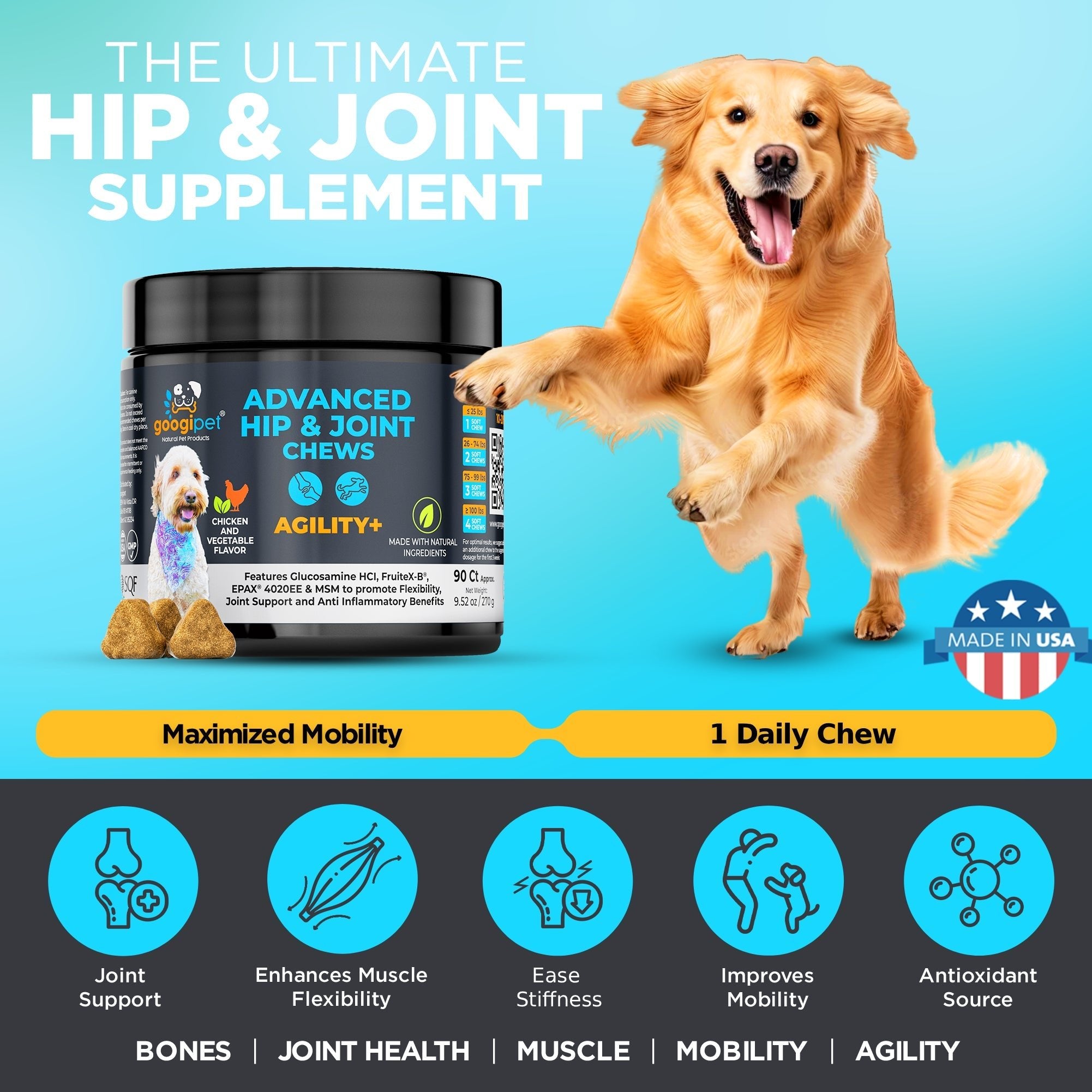 Agility+ Advanced Hip and Joint Chews for Dogs - Lazy Paper Club
