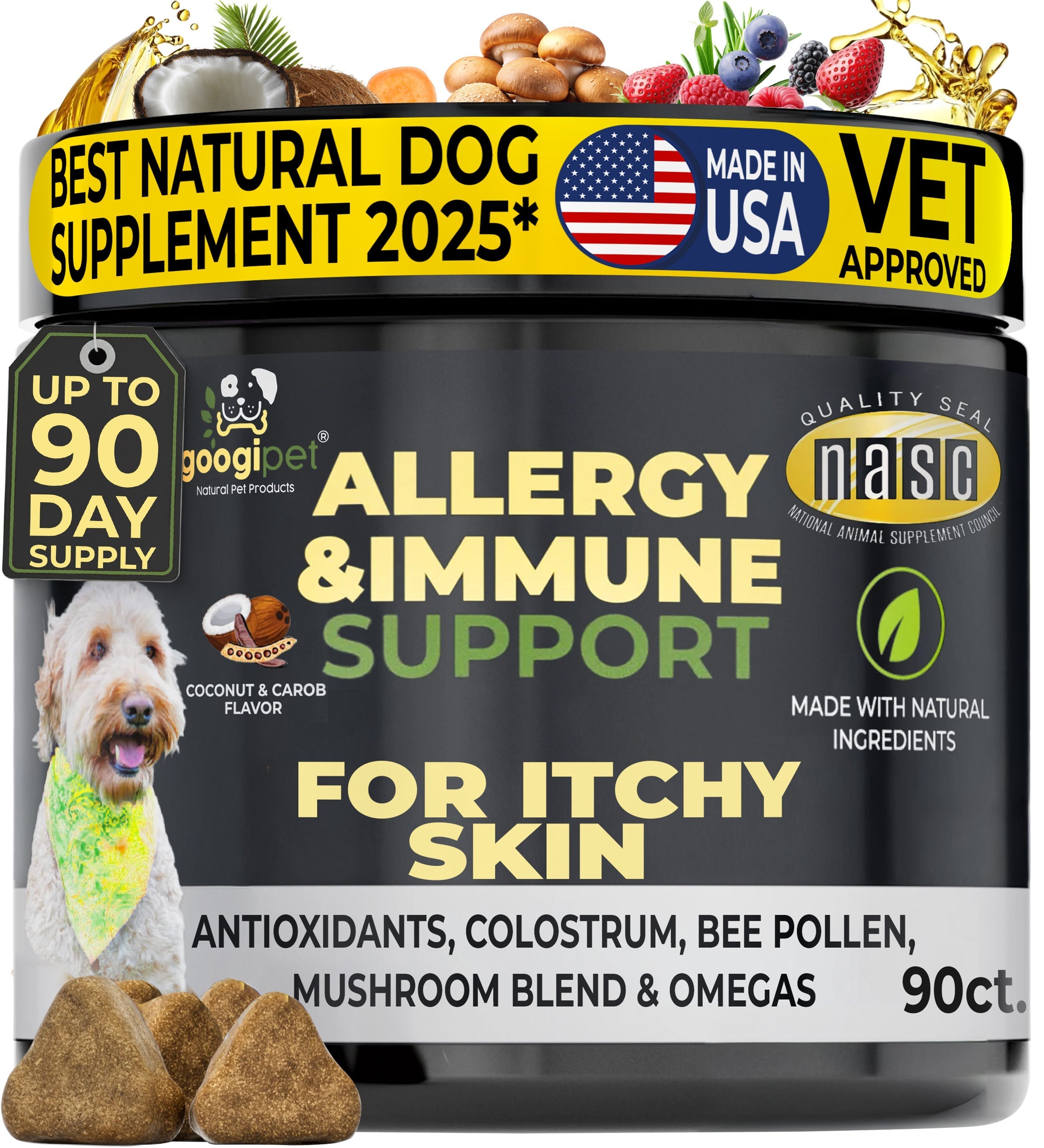 Allergy & Immune Support Chews for Dogs (Coconut & Carob Flavor) - Lazy Paper Club