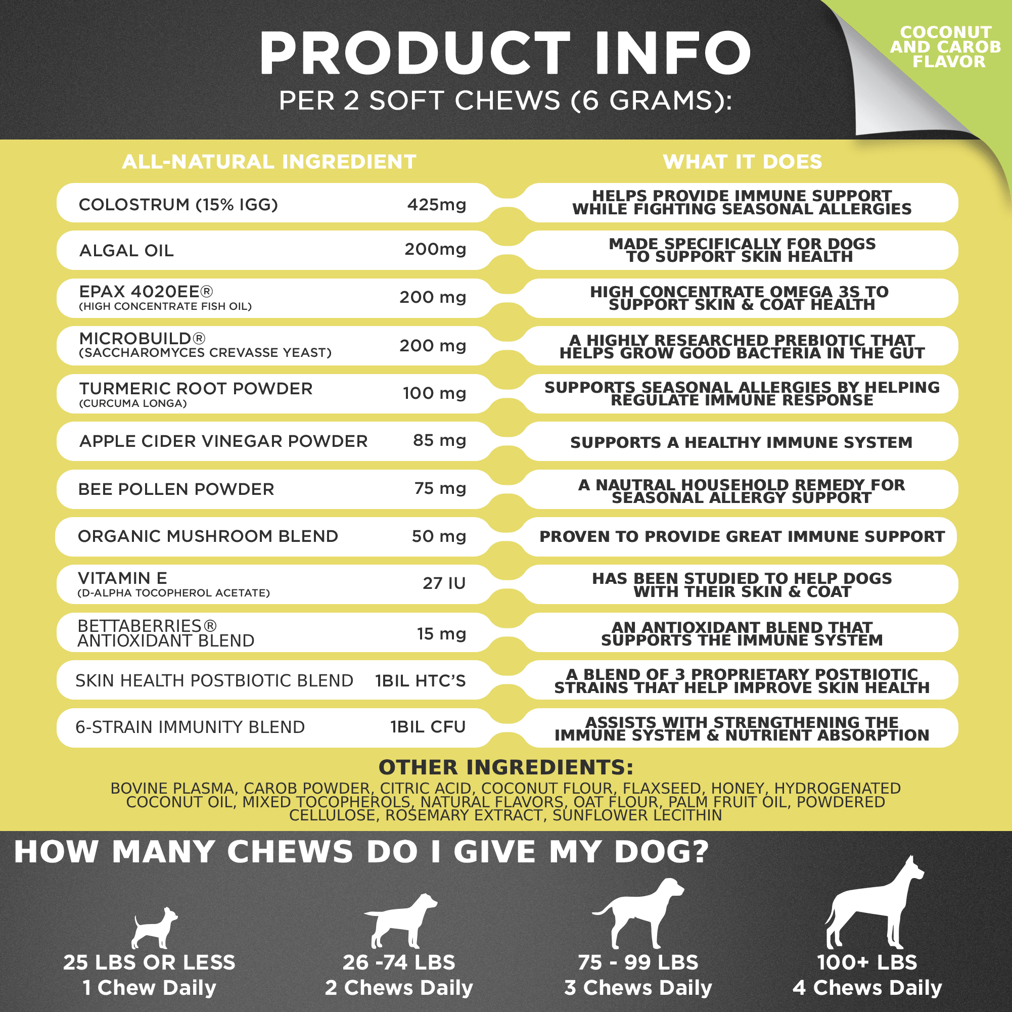 Allergy & Immune Support Chews for Dogs (Coconut & Carob Flavor) - Lazy Paper Club