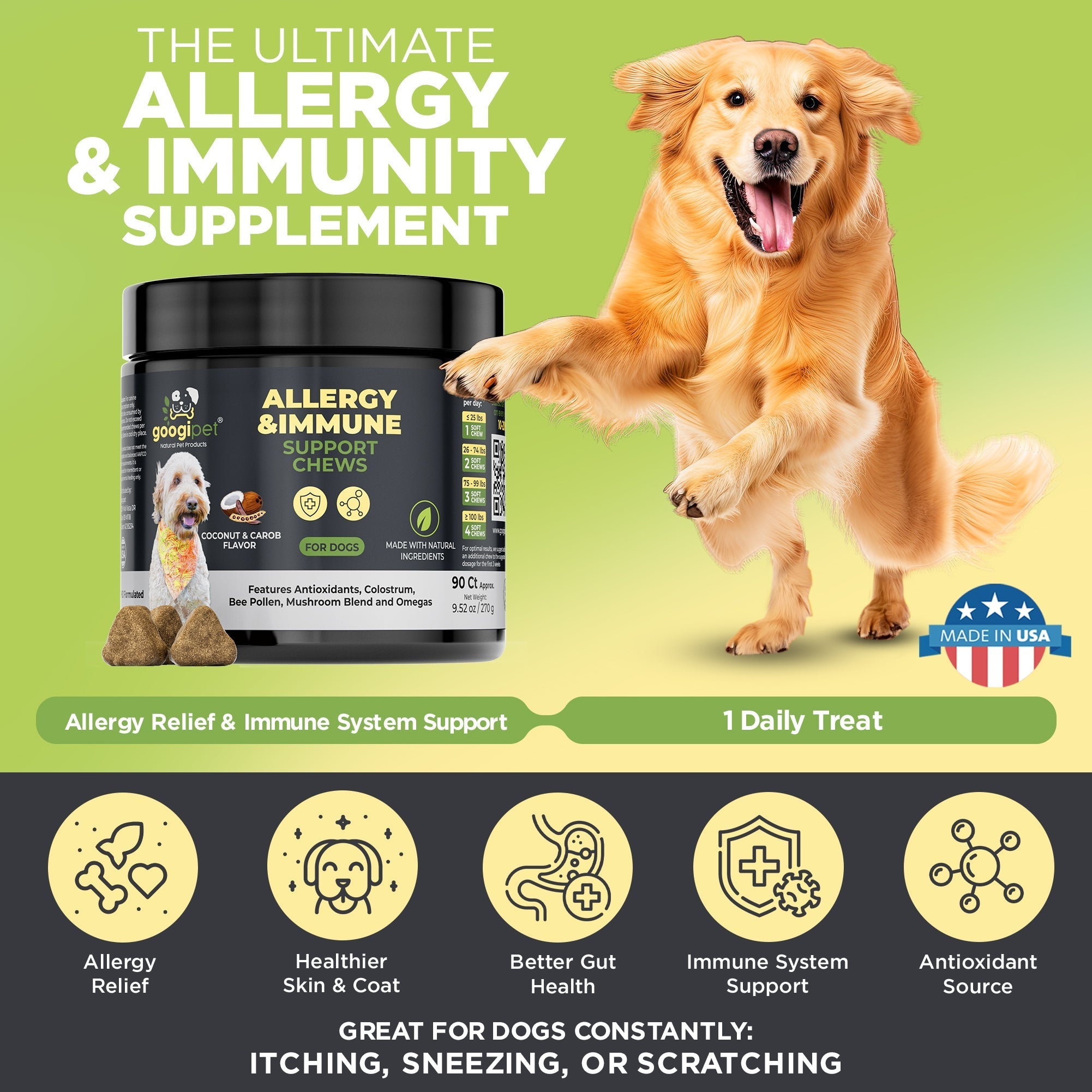 Allergy & Immune Support Chews for Dogs (Coconut & Carob Flavor) - Lazy Paper Club