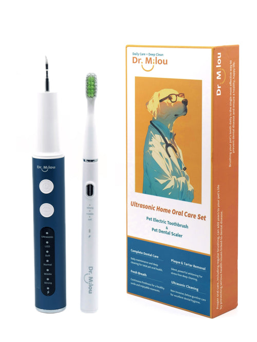 Anesthesia-Free Pet Dental Cleaning Kit: Professional Ultrasonic Tartar Remover & Electric Toothbrush for Dogs & Cats by Dr. Milou® Pets - Lazy Paper Club