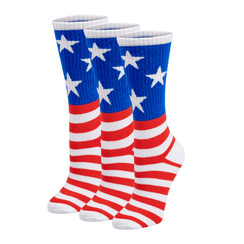 Red White and Blue Premium Bamboo Rayon Crew Work Socks- Moisture Wicking, Odor Eliminating 3 Pair - Lazy Paper Club