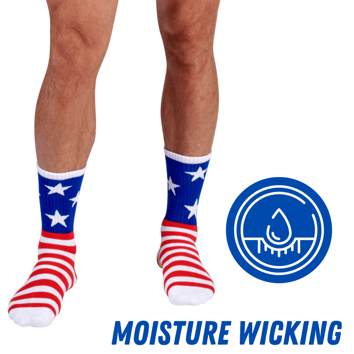 Red White and Blue Premium Bamboo Rayon Crew Work Socks- Moisture Wicking, Odor Eliminating 3 Pair - Lazy Paper Club