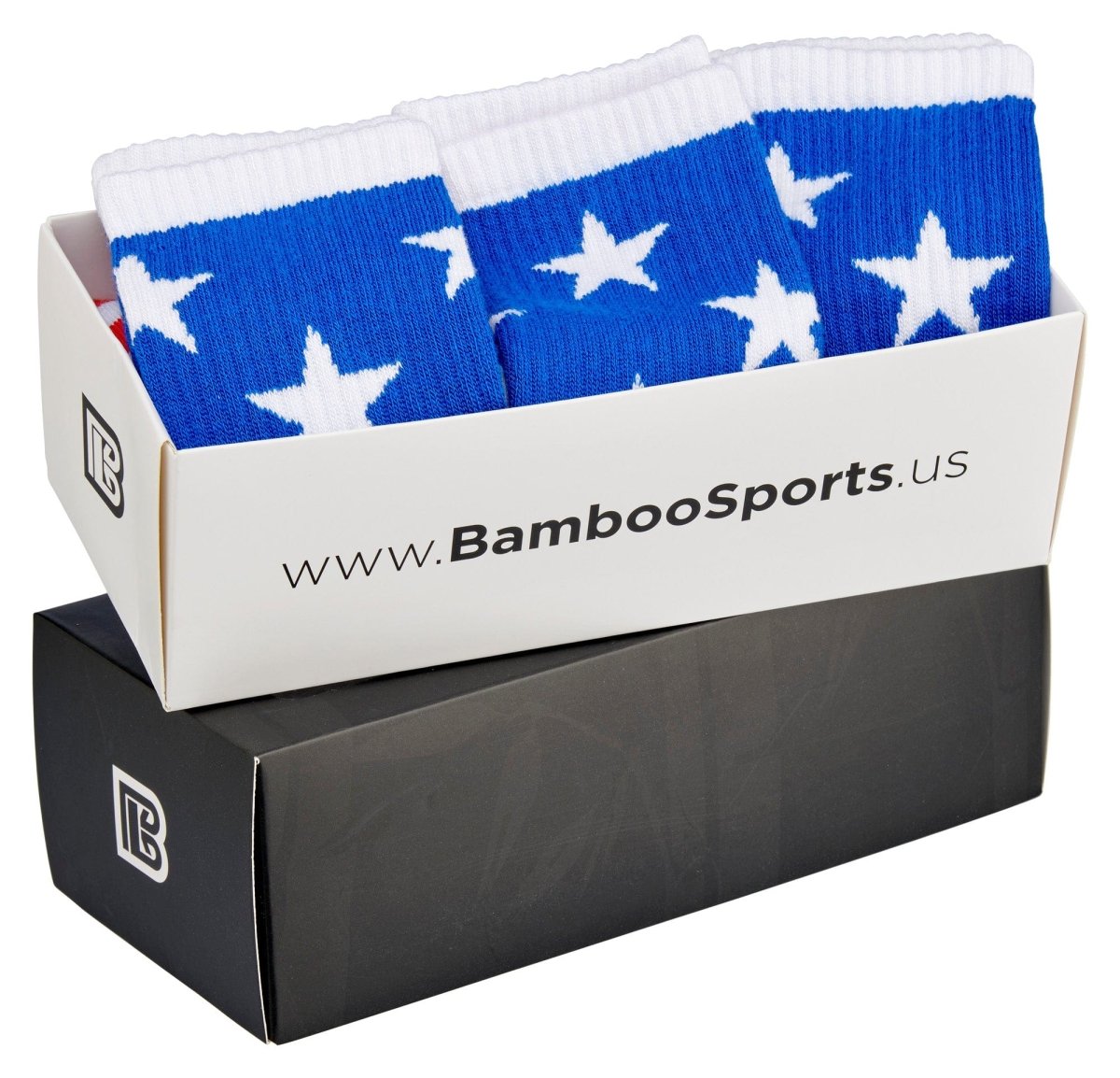 Red White and Blue Premium Bamboo Rayon Crew Work Socks- Moisture Wicking, Odor Eliminating 3 Pair - Lazy Paper Club