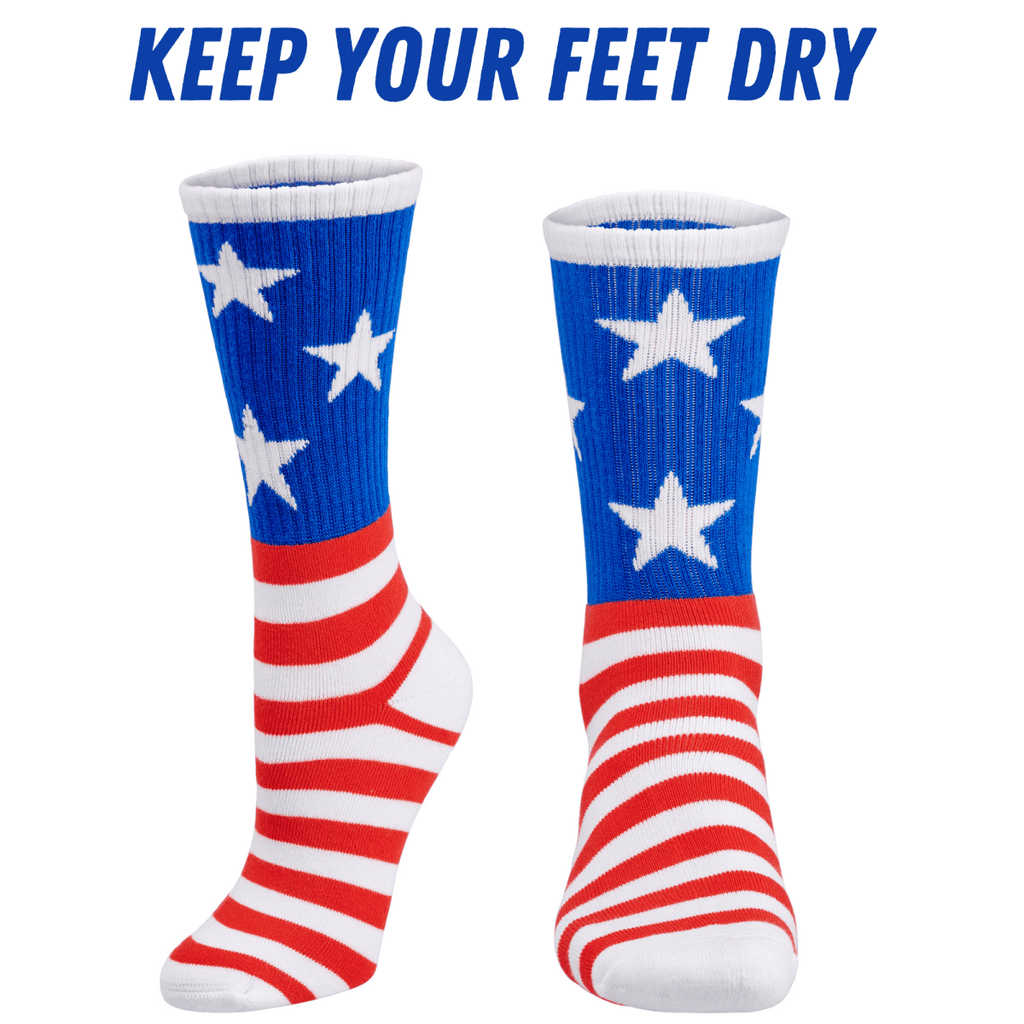 Red White and Blue Premium Bamboo Rayon Crew Work Socks- Moisture Wicking, Odor Eliminating 3 Pair - Lazy Paper Club