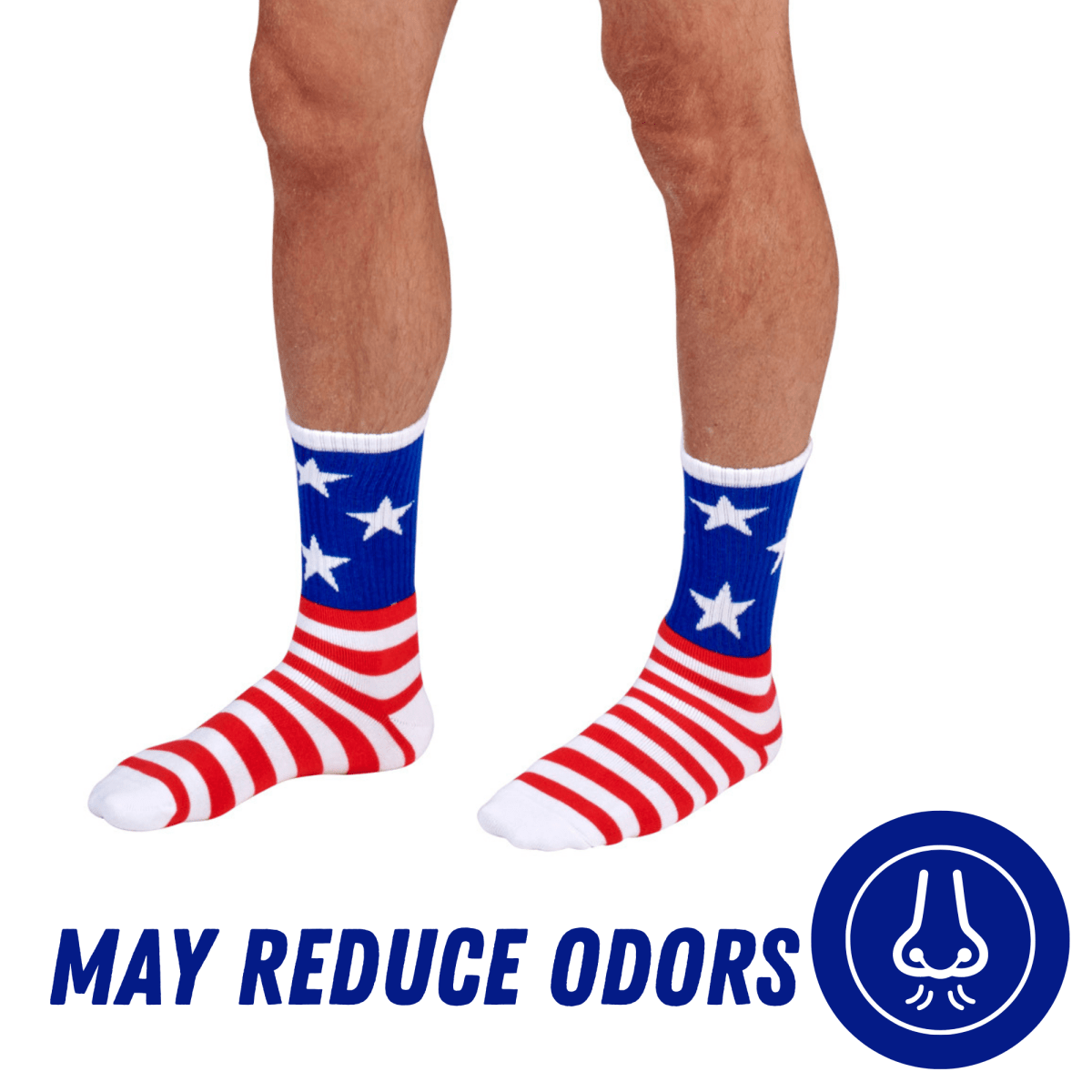 Red White and Blue Premium Bamboo Rayon Crew Work Socks- Moisture Wicking, Odor Eliminating 3 Pair - Lazy Paper Club