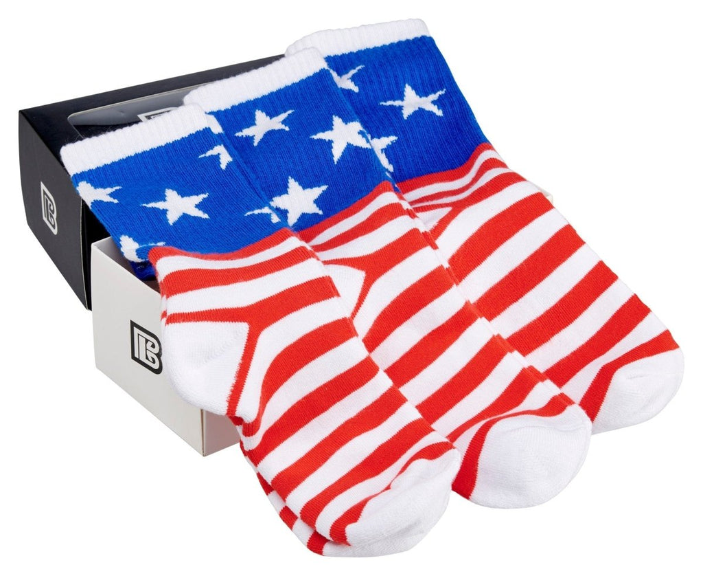 Red White and Blue Premium Bamboo Rayon Crew Work Socks- Moisture Wicking, Odor Eliminating 3 Pair - Lazy Paper Club