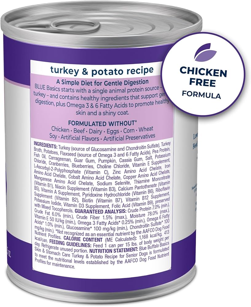 Blue Buffalo Basics Adult Grain-Free Turkey & Potato, Limited Ingredient Diet Wet Dog Food (12.5oz) - #Lazy Paper Club#