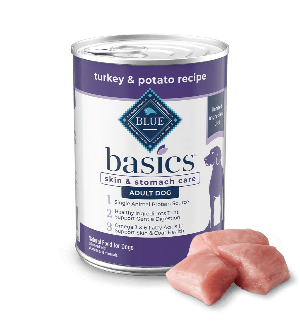 Blue Buffalo Basics Adult Grain-Free Turkey & Potato, Limited Ingredient Diet Wet Dog Food (12.5oz) - #Lazy Paper Club#