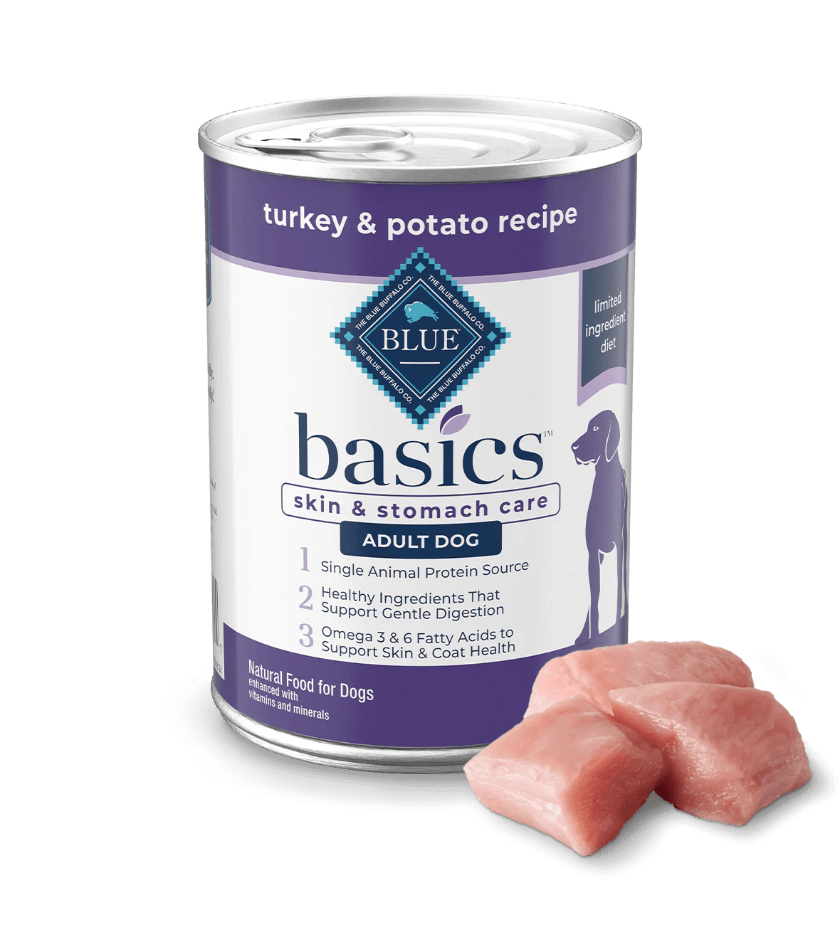 Blue Buffalo Basics Adult Grain-Free Turkey & Potato, Limited Ingredient Diet Wet Dog Food (12.5oz) - #Lazy Paper Club#