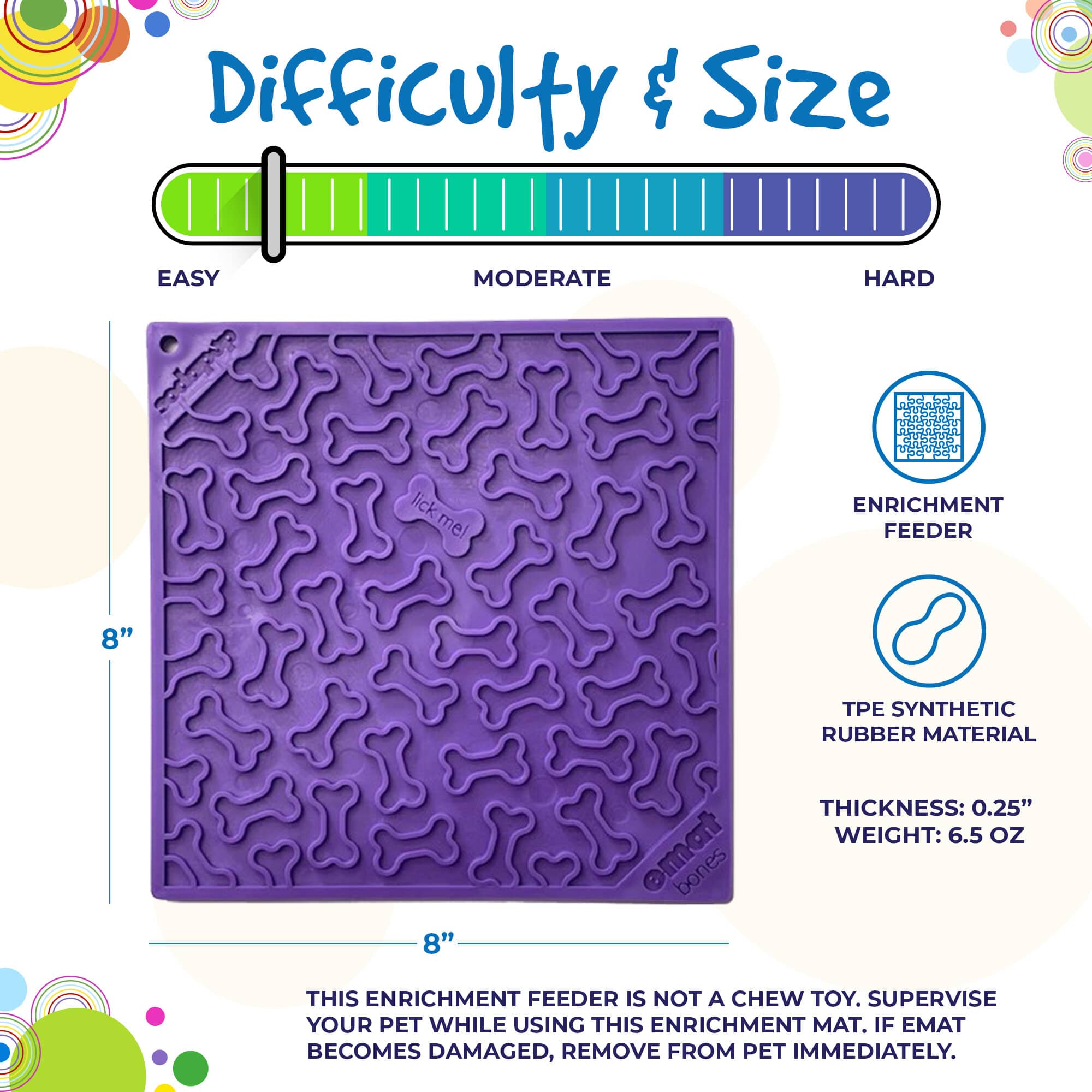 Bones eMat - Enrichment Lick Mat for Dogs and Cats | eMat Enrichment Toy for Anxiety Relief | SodaPup EMAT - Lazy Paper Club