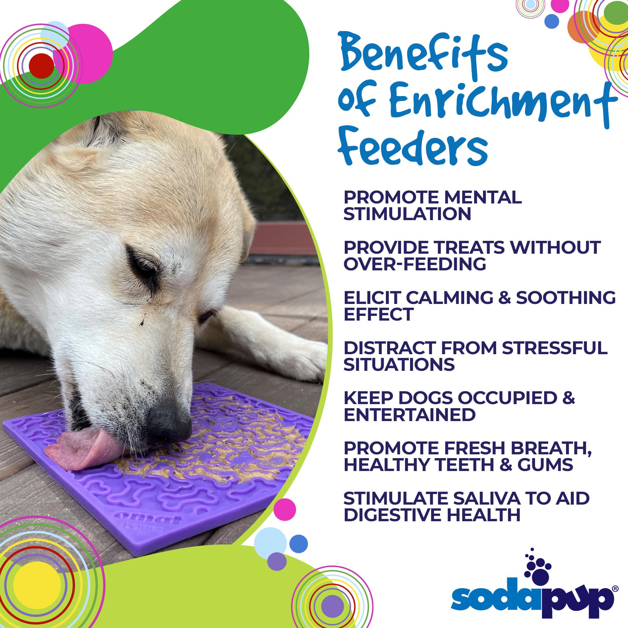 Bones eMat - Enrichment Lick Mat for Dogs and Cats | eMat Enrichment Toy for Anxiety Relief | SodaPup EMAT - Lazy Paper Club