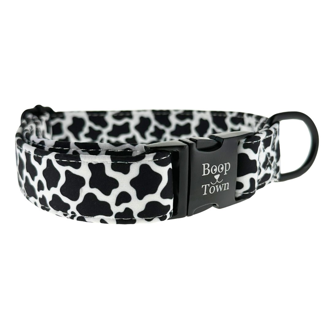 Boop Town Soft Cotton Dog Collar - Anti-Hair Matting & Durable Nylon Core - Quick Release Metal Buckle - Adjustable for Small Medium Large XL Dogs - Gold Tone Hardware - Lazy Paper Club