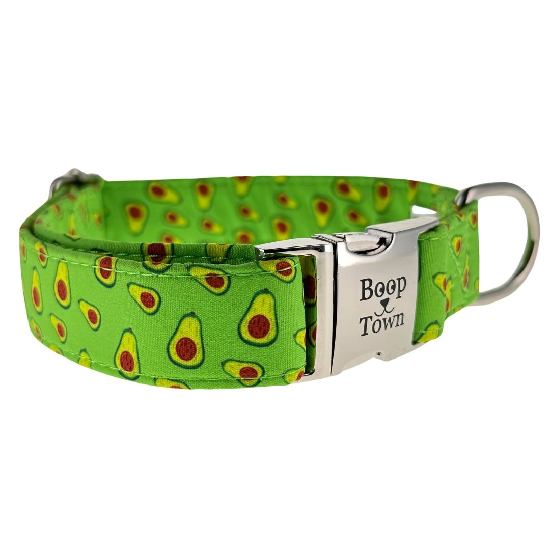 Boop Town Soft Cotton Dog Collar - Anti-Hair Matting & Durable Nylon Core - Quick Release Metal Buckle - Adjustable for Small Medium Large XL Dogs - Gold Tone Hardware - Lazy Paper Club