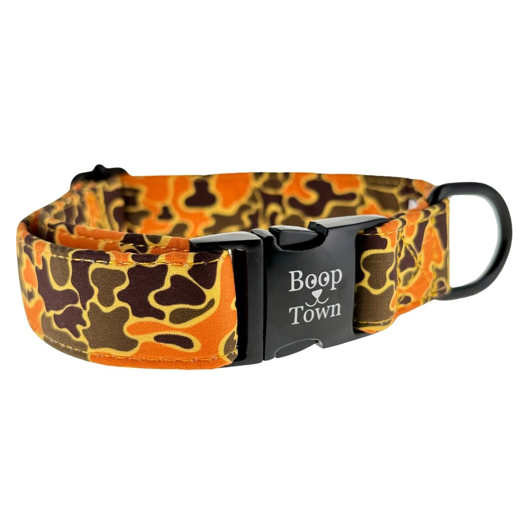 Boop Town Soft Cotton Dog Collar - Anti-Hair Matting & Durable Nylon Core - Quick Release Metal Buckle - Adjustable for Small Medium Large XL Dogs - Gold Tone Hardware - Lazy Paper Club