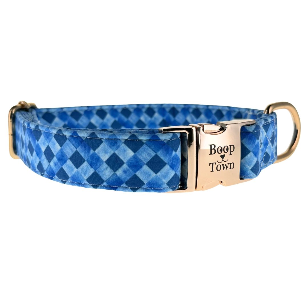 Boop Town Soft Cotton Dog Collar - Anti-Hair Matting & Durable Nylon Core - Quick Release Metal Buckle - Adjustable for Small Medium Large XL Dogs - Gold Tone Hardware - Lazy Paper Club