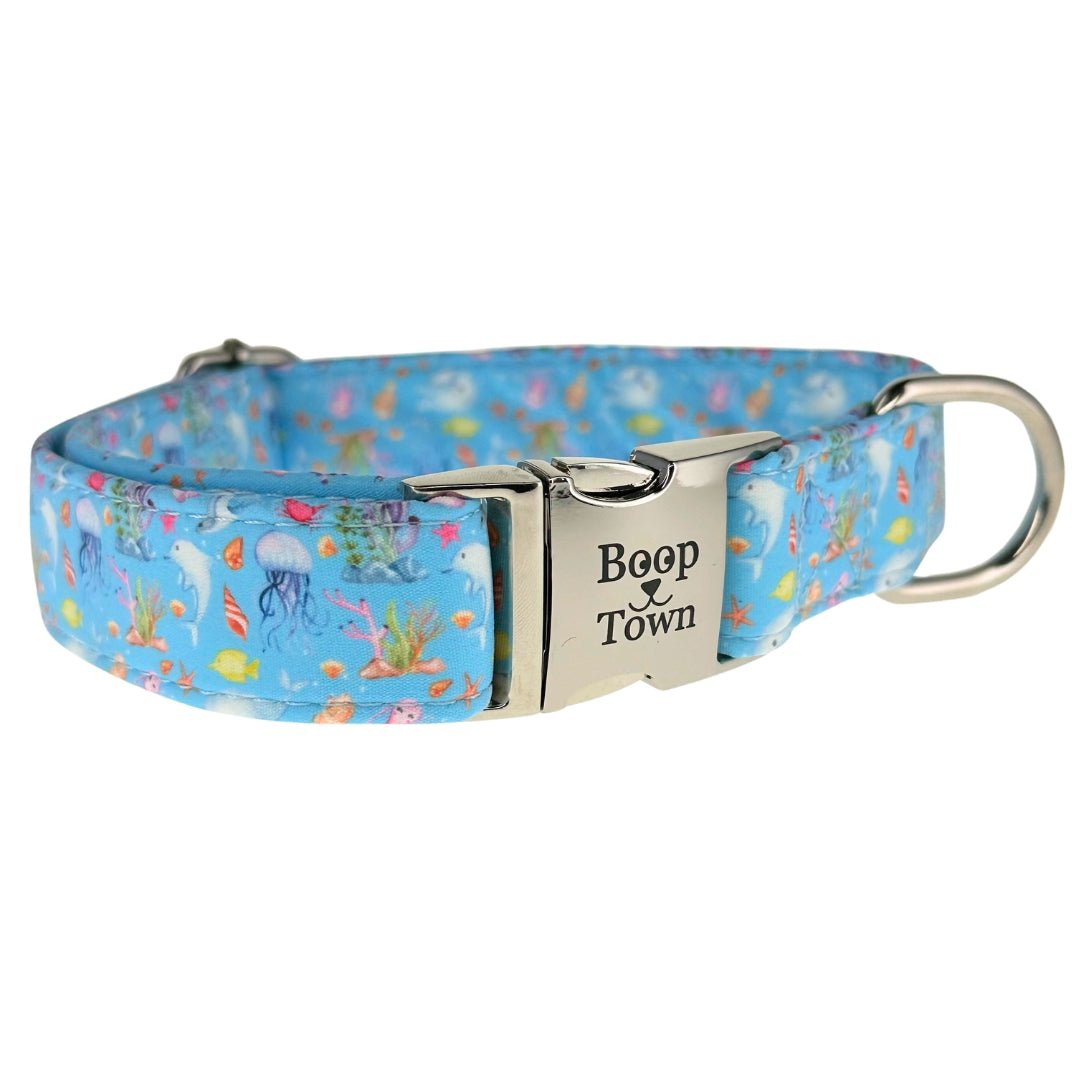Boop Town Soft Cotton Dog Collar - Anti-Hair Matting & Durable Nylon Core - Quick Release Metal Buckle - Adjustable for Small Medium Large XL Dogs - Gold Tone Hardware - Lazy Paper Club