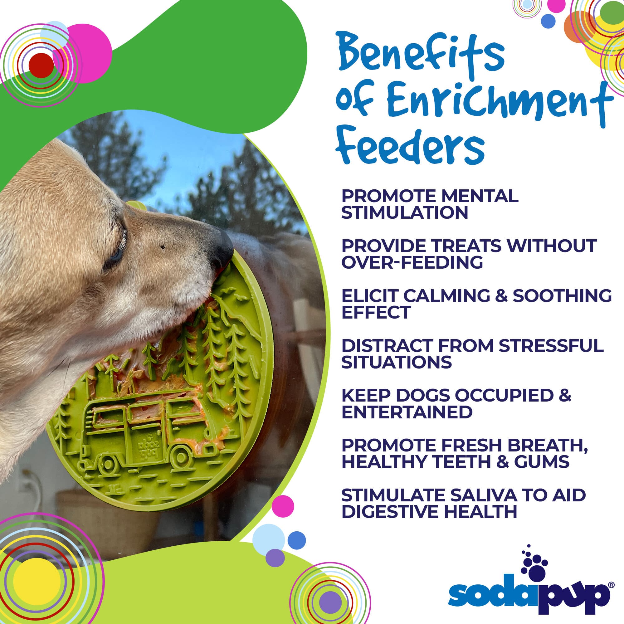 Camp eMat - Enrichment Lick Mat For Dogs and Cats - with Suction Cups | Retro Van Design | USA Made EMAT - Lazy Paper Club
