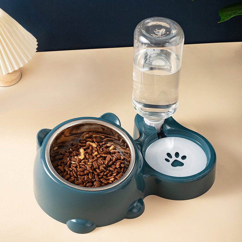 Cat Food And Water Bowl Set - 16 Degree Tilted Dog Dish With Water Dispenser Removable Pet Feeder Bowl Dog Drinking And Eating Bowl Detachable Pet Feeder Bowl For Cats And Dogs 4 - Lazy Paper Club