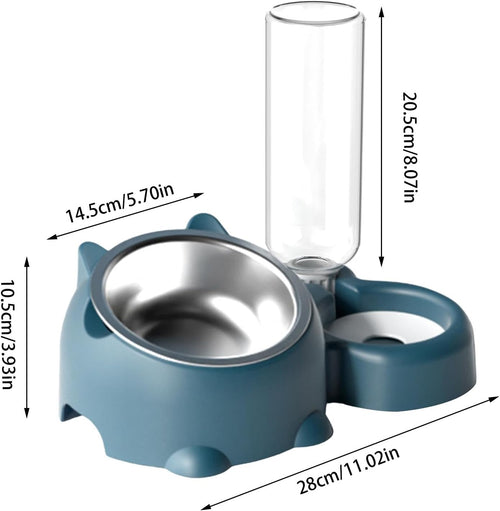 Cat Food And Water Bowl Set - 16 Degree Tilted Dog Dish With Water Dispenser Removable Pet Feeder Bowl Dog Drinking And Eating Bowl Detachable Pet Feeder Bowl For Cats And Dogs 4 - Lazy Paper Club