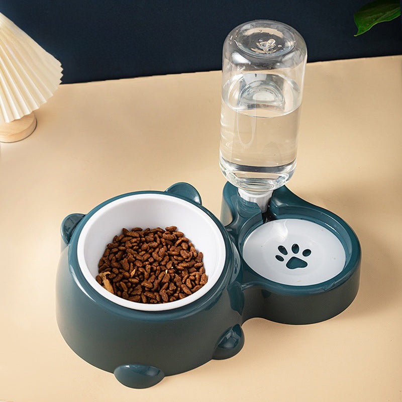 Cat Food And Water Bowl Set - 16 Degree Tilted Dog Dish With Water Dispenser Removable Pet Feeder Bowl Dog Drinking And Eating Bowl Detachable Pet Feeder Bowl For Cats And Dogs 4 - Lazy Paper Club