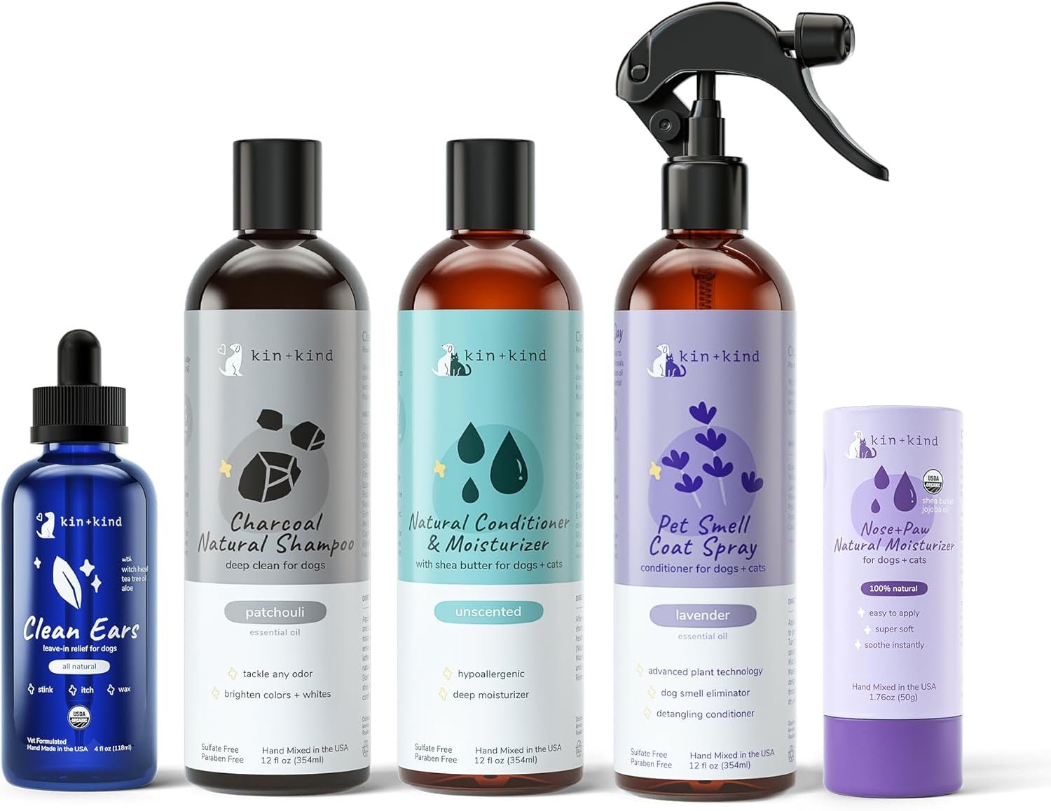 Charcoal Dog Grooming Bundle Natural Shampoo Conditioner Skin Coat Care - Lazy Paper Club