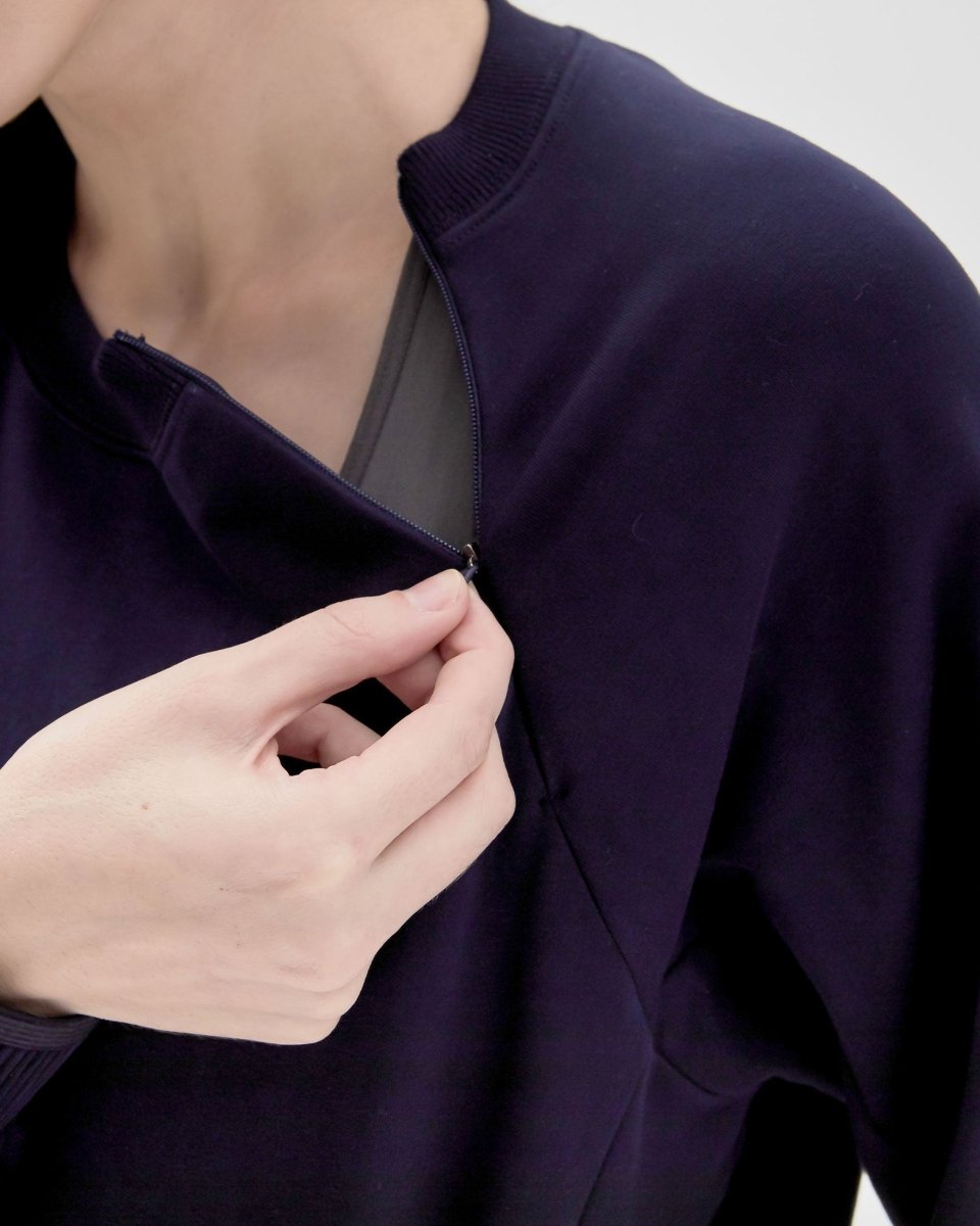 City Zip Crop Crewneck Sweatshirt - Lazy Paper Club