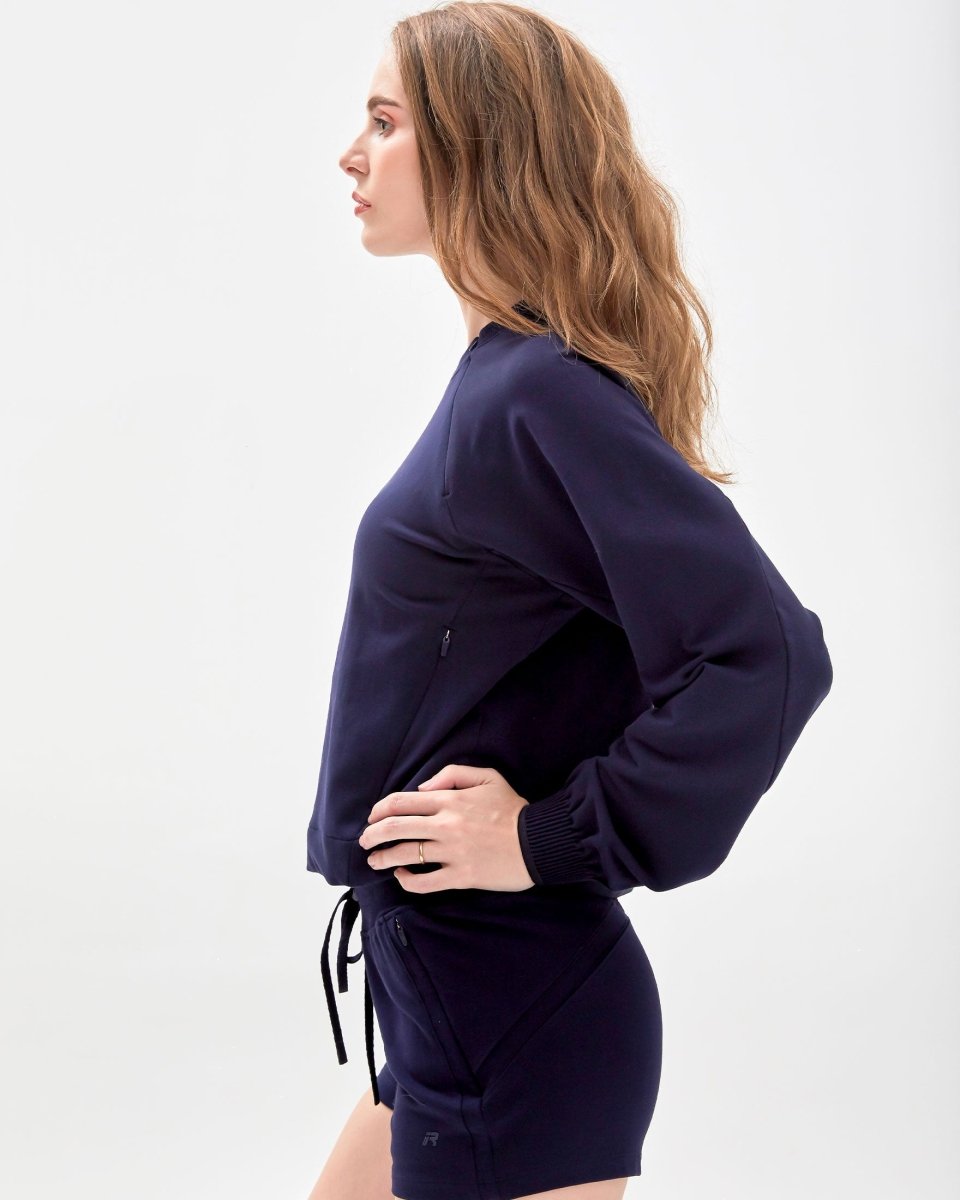 City Zip Crop Crewneck Sweatshirt - Lazy Paper Club