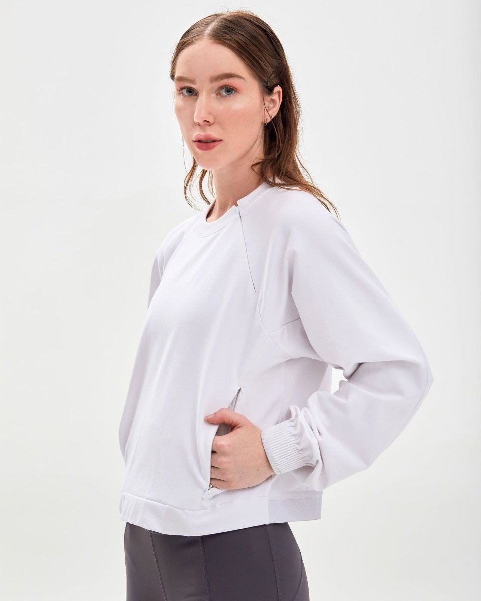 City Zip Crop Crewneck Sweatshirt - Lazy Paper Club