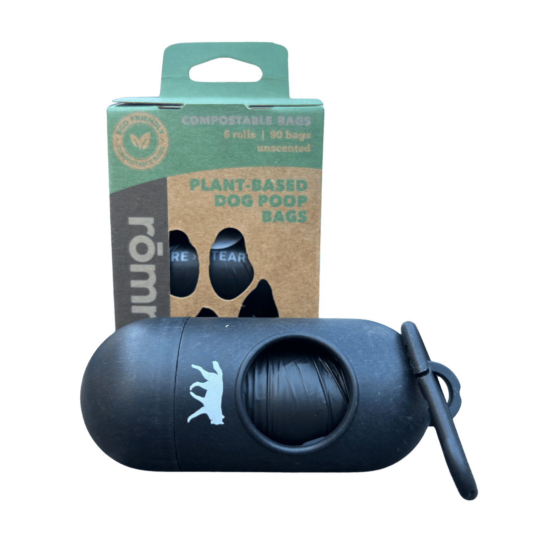 compostable plant-based dog poop bags + bamboo dispenser Compostable Dog Poop Bags - Lazy Paper Club