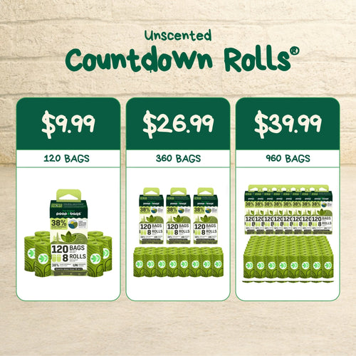 Countdown Rolls® Unscented Leash Roll Poop Bags Leash Roll Poop Bags - Lazy Paper Club