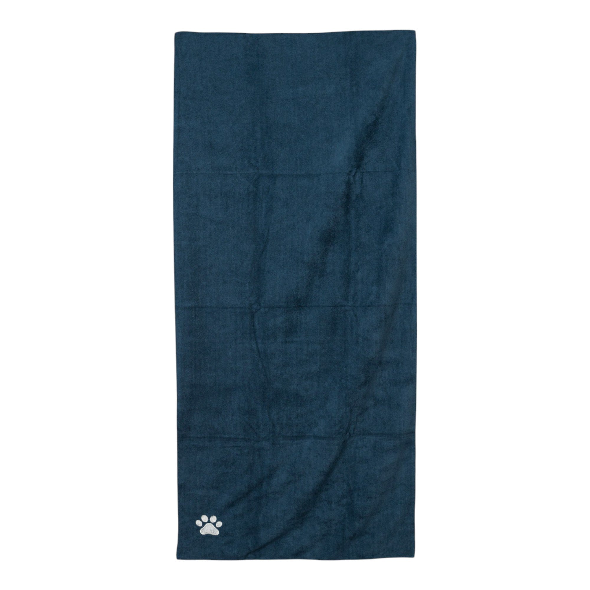 Country Living Large Marine Blue Microfiber Dog Bath Towel with Embroidered Paw Print Towels - Lazy Paper Club