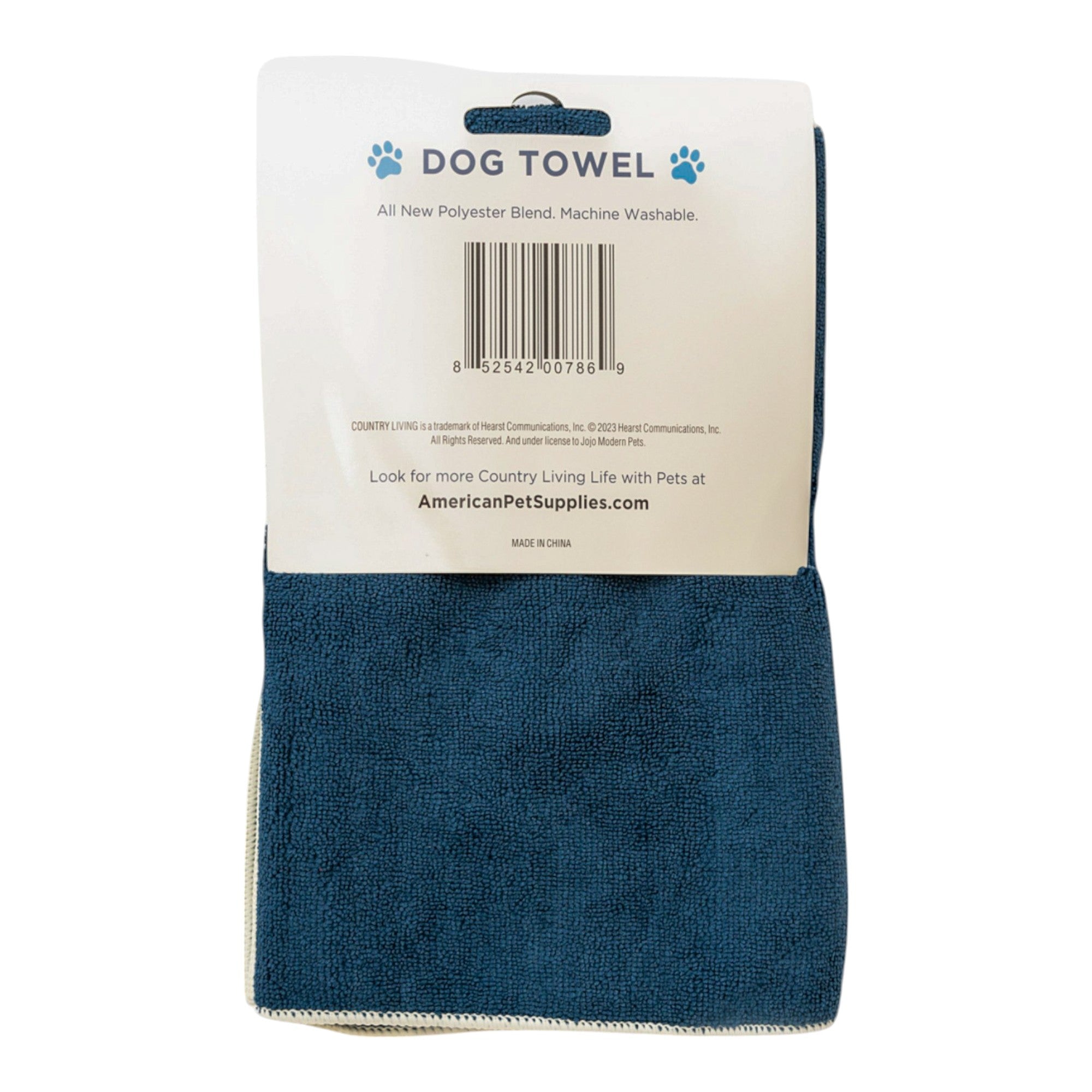 Country Living Large Marine Blue Microfiber Dog Bath Towel with Embroidered Paw Print Towels - Lazy Paper Club
