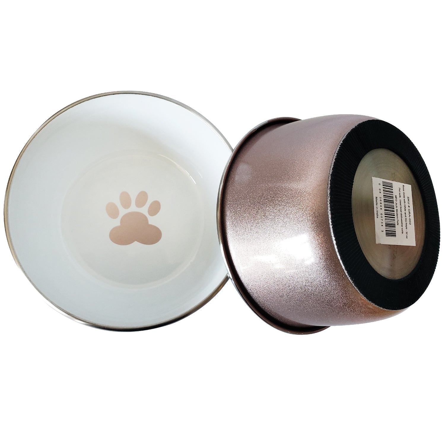 Deep Dog Bowl with Paw Print Design – Stainless Steel Bowl, Ideal for Small, Medium to Large Dogs – Rose Gold Deep Bowls - Lazy Paper Club