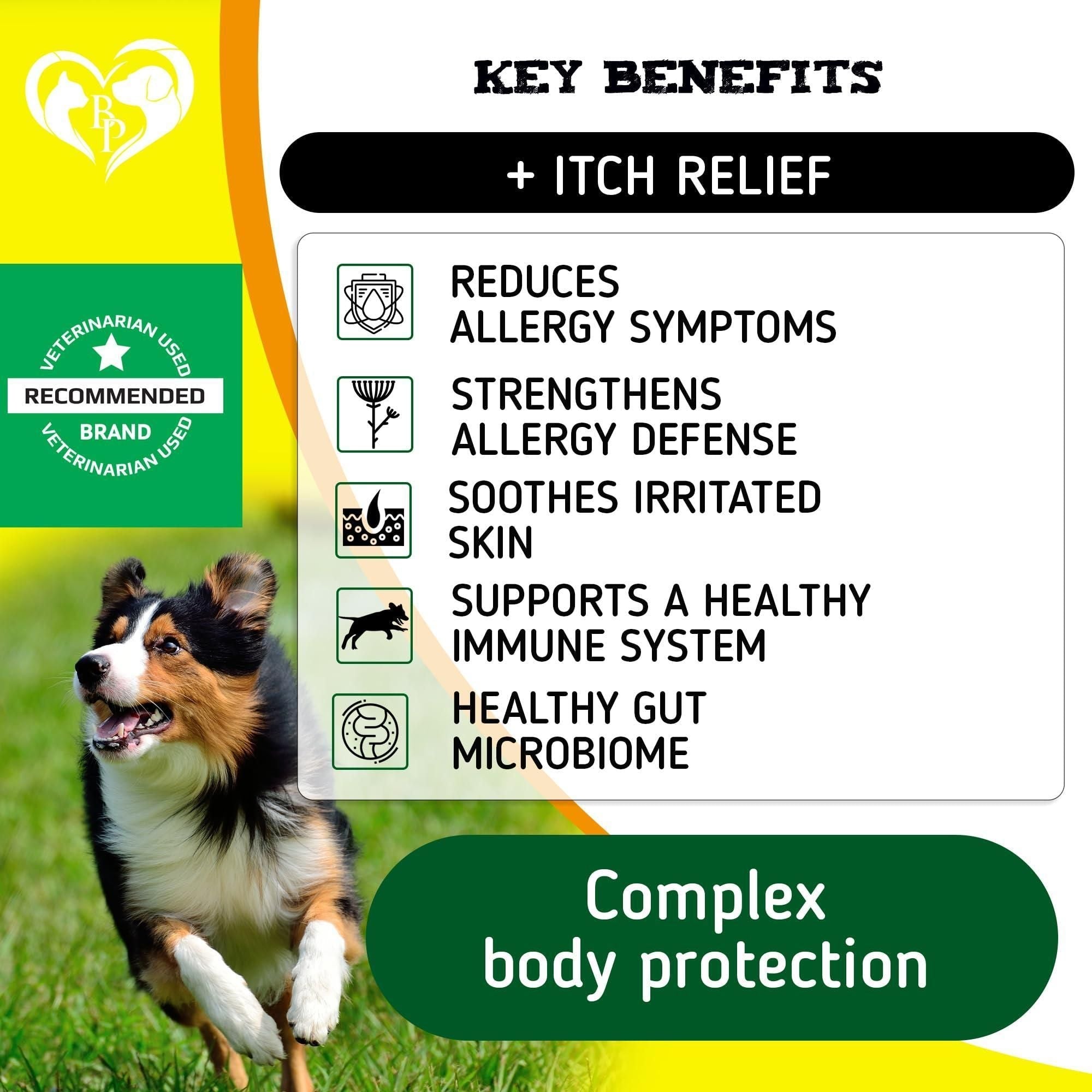 Dog Anti Itch Allergy Relief Chews Dry Itchy Skin Hot Spot Treatment with Probiotic Omega 3 Oil Immune Supplement Seasonal Allergies Medicine for Dogs Puppy 140 Bites - Lazy Paper Club