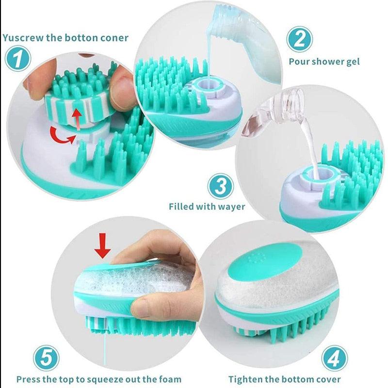 Dog Bath Brush 2-in-1 Pet Massage Comb Hair Grooming Comb HM98PB765EWE - #Lazy Paper Club#