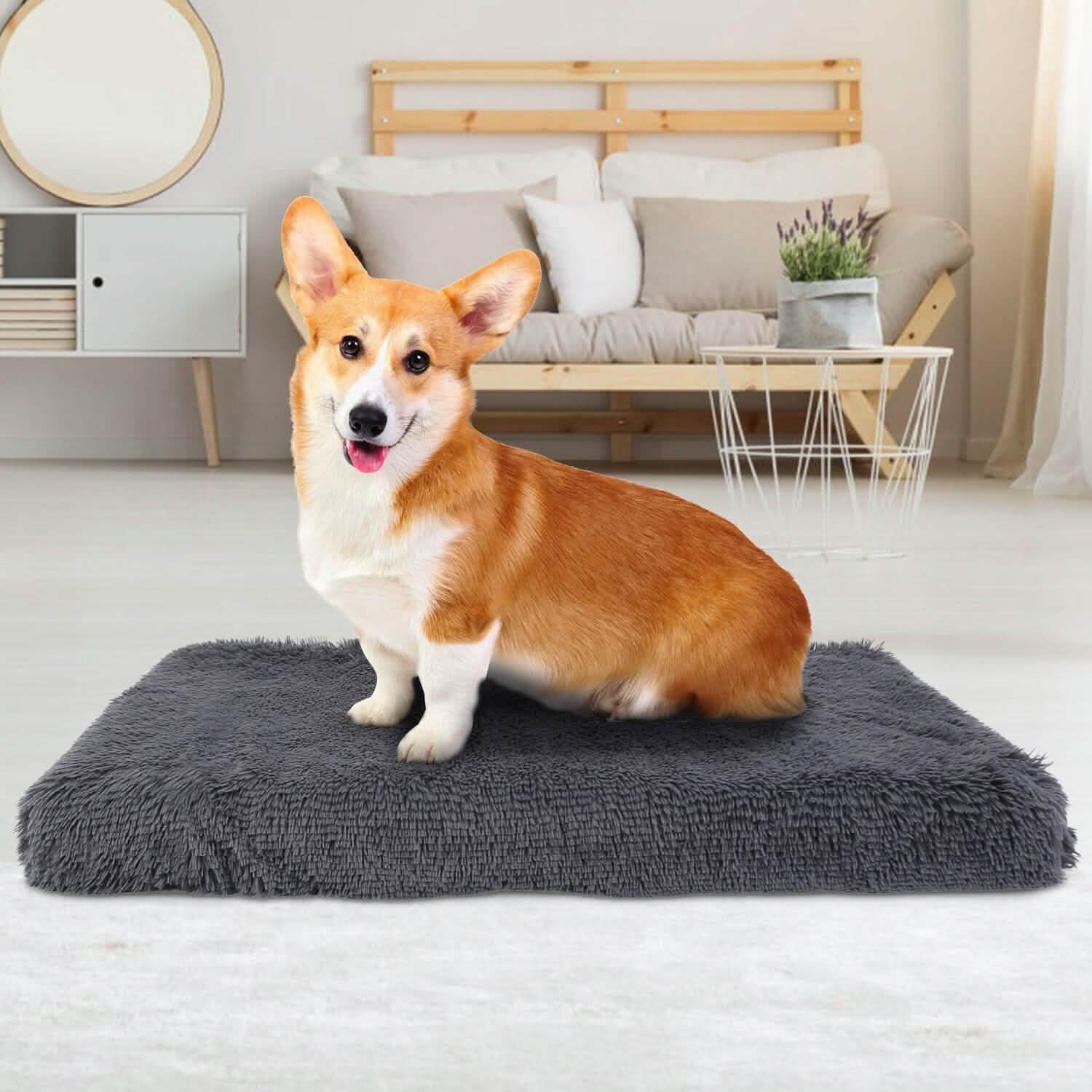 Dog Bed Soft Plush Cushion Cozy Warm Pet Crate Mat Dog Carpet Pet Supplies - Lazy Paper Club