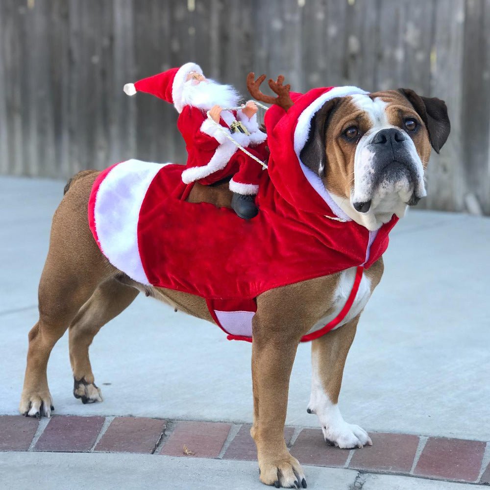 Dog Christmas Clothes Santa Claus Riding Deer 0 - Lazy Paper Club