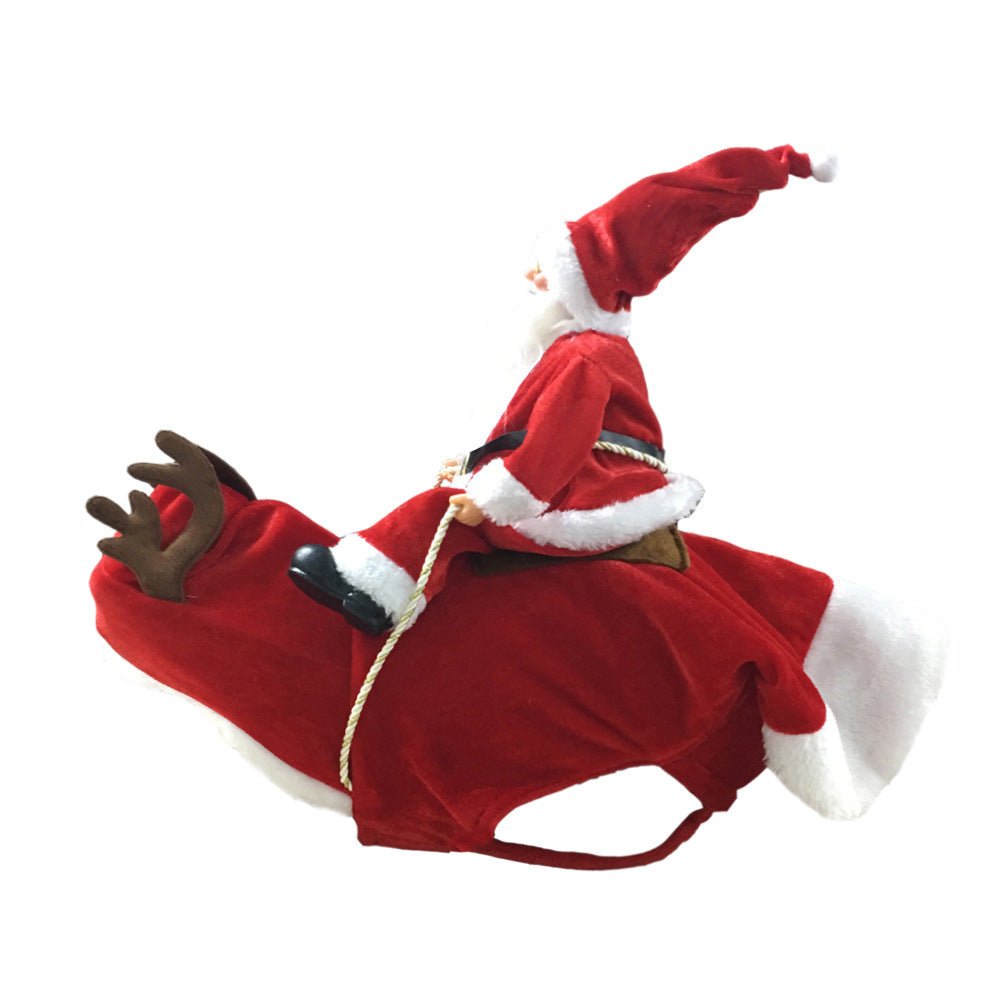 Dog Christmas Clothes Santa Claus Riding Deer 0 - Lazy Paper Club