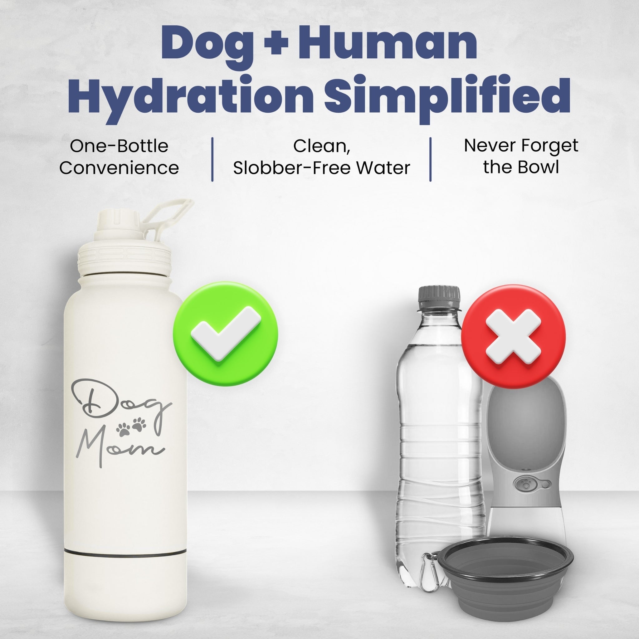 Dog + Human Water Bottle with Detachable Dog Bowl Water Bottle - Lazy Paper Club