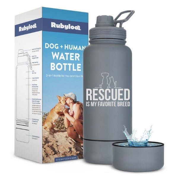 Dog + Human Water Bottle with Detachable Dog Bowl Water Bottle - Lazy Paper Club